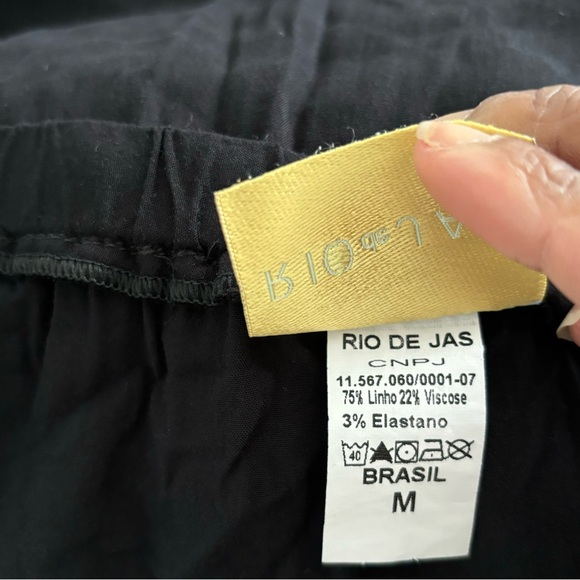 RIO de JAS Black Off The Shoulder Linen Blend Split Front Midi Dress Size Medium - Picture 12 of 12